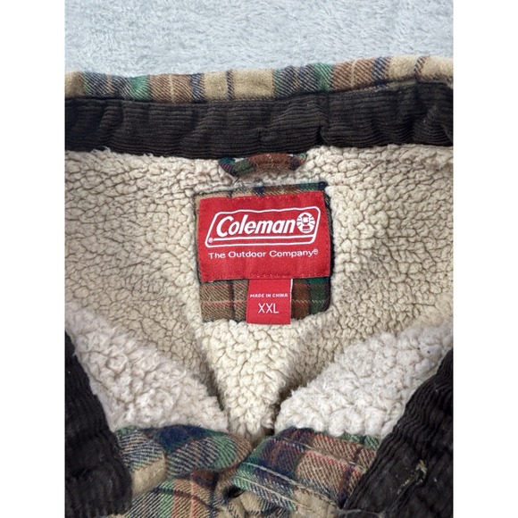 Coleman Sherpa Lined Flannel Jacket XXL Plaid Fleece Warm‎ Outdoor Coat - Picture 2 of 8